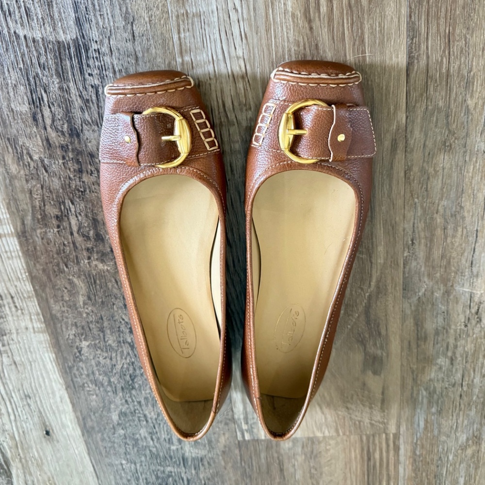 Talbots Brown Leather Buckle Ballet Loafers Sz 7 - Picture 2 of 5